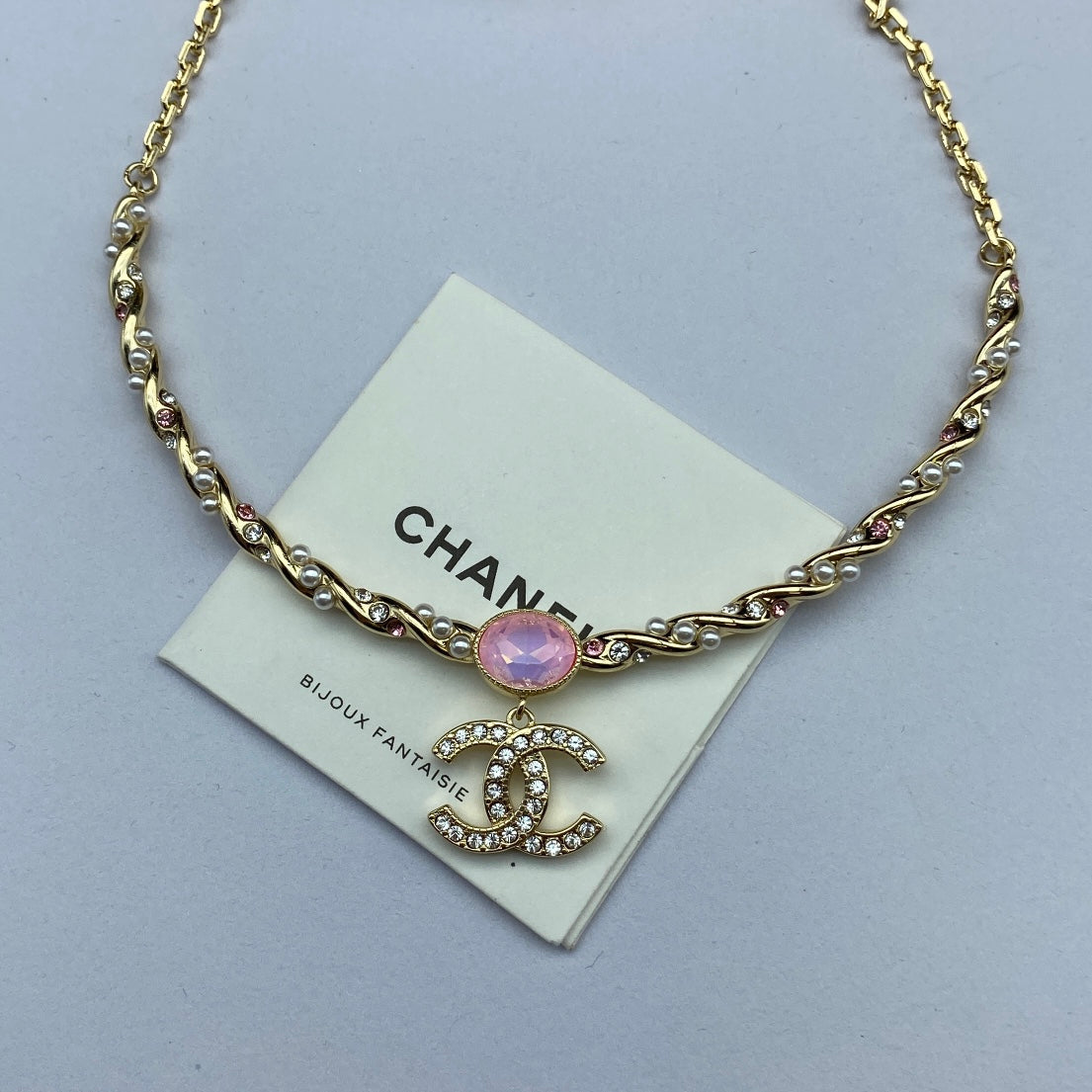 Chanel Pink Crystal Necklace