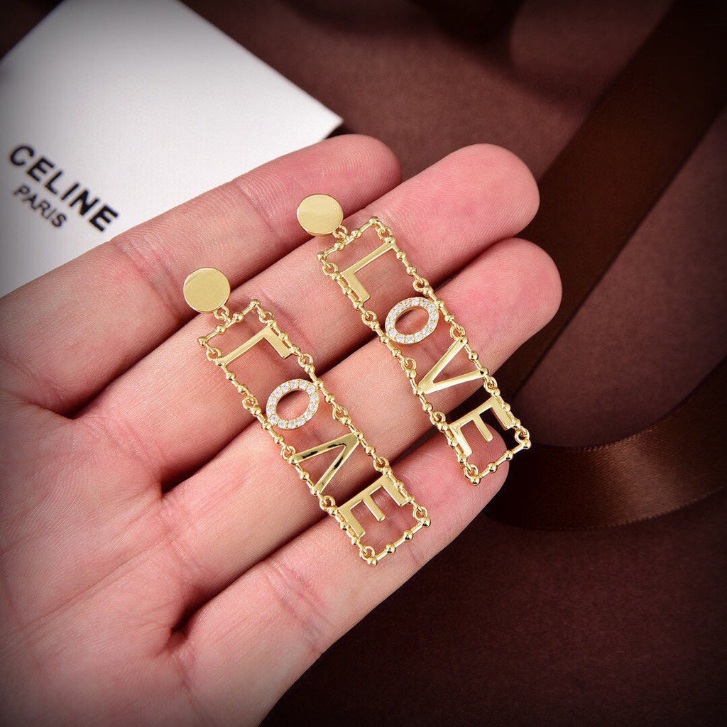 Celine Triomphe LOVE Diamond Earrings - 18K Yellow Gold