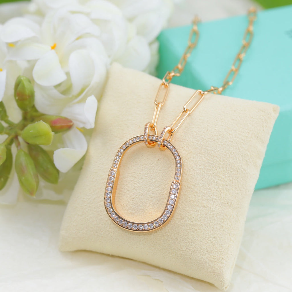Tiffany Lock Pendant Pave Moissanite Necklace