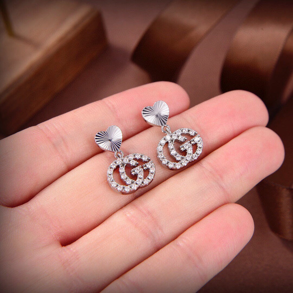 Gucci Double G Running Earrings - 18K White Gold