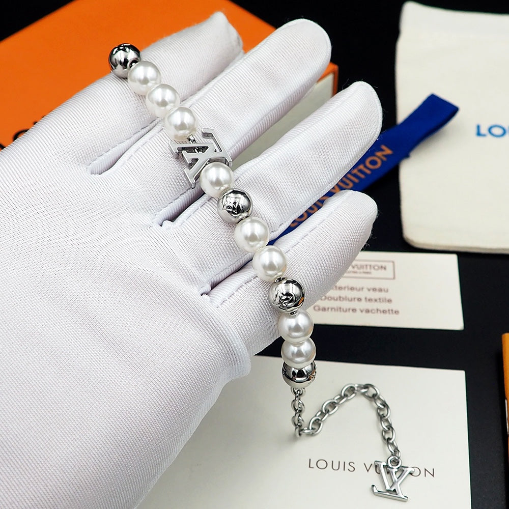 Louis Vuitton Monogram White Pearl Bracelet