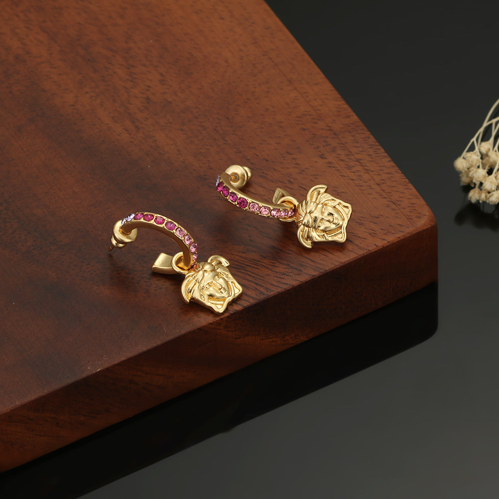 Ver Pink Crystal Earrings - 18K Yellow Gold