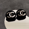 Chanel Black Resin Crystal Earrings - 18K White Gold