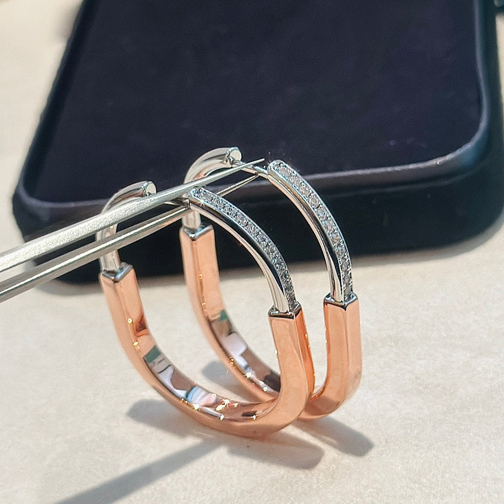 Tiffany Lock Moissanite Earrings - 18K Rose Gold