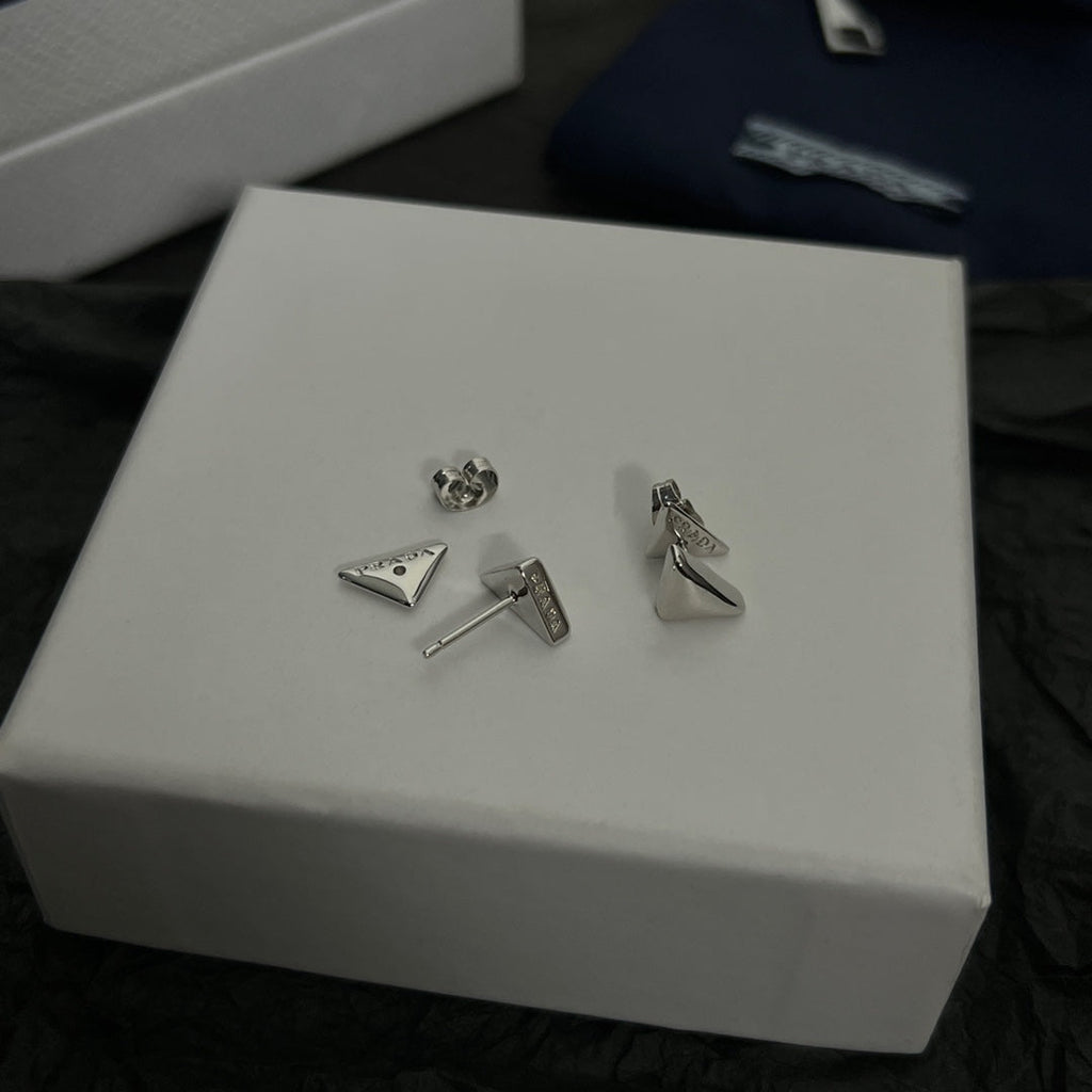 Prada Triangle Earrings - 18K Gold