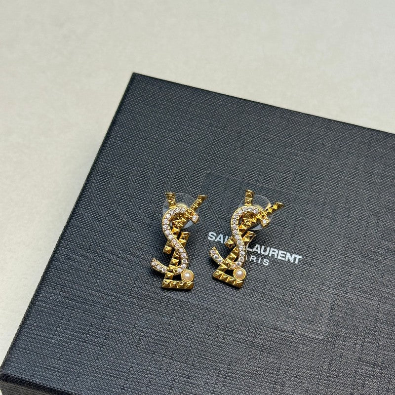 YSL Gold Diamond Earrings - 18K Gold