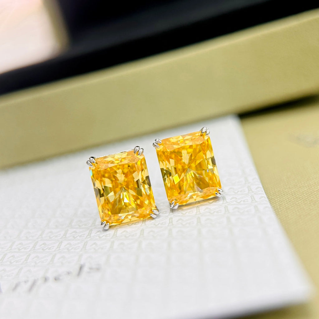 Tiffany Yellow Crystal Earrings - 18K White Gold