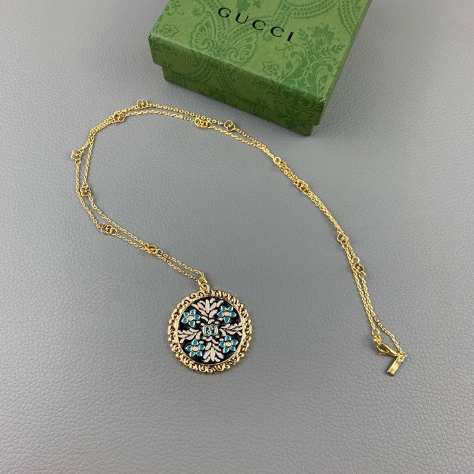 Gucci Double G Iconic Floral Pendant Necklace