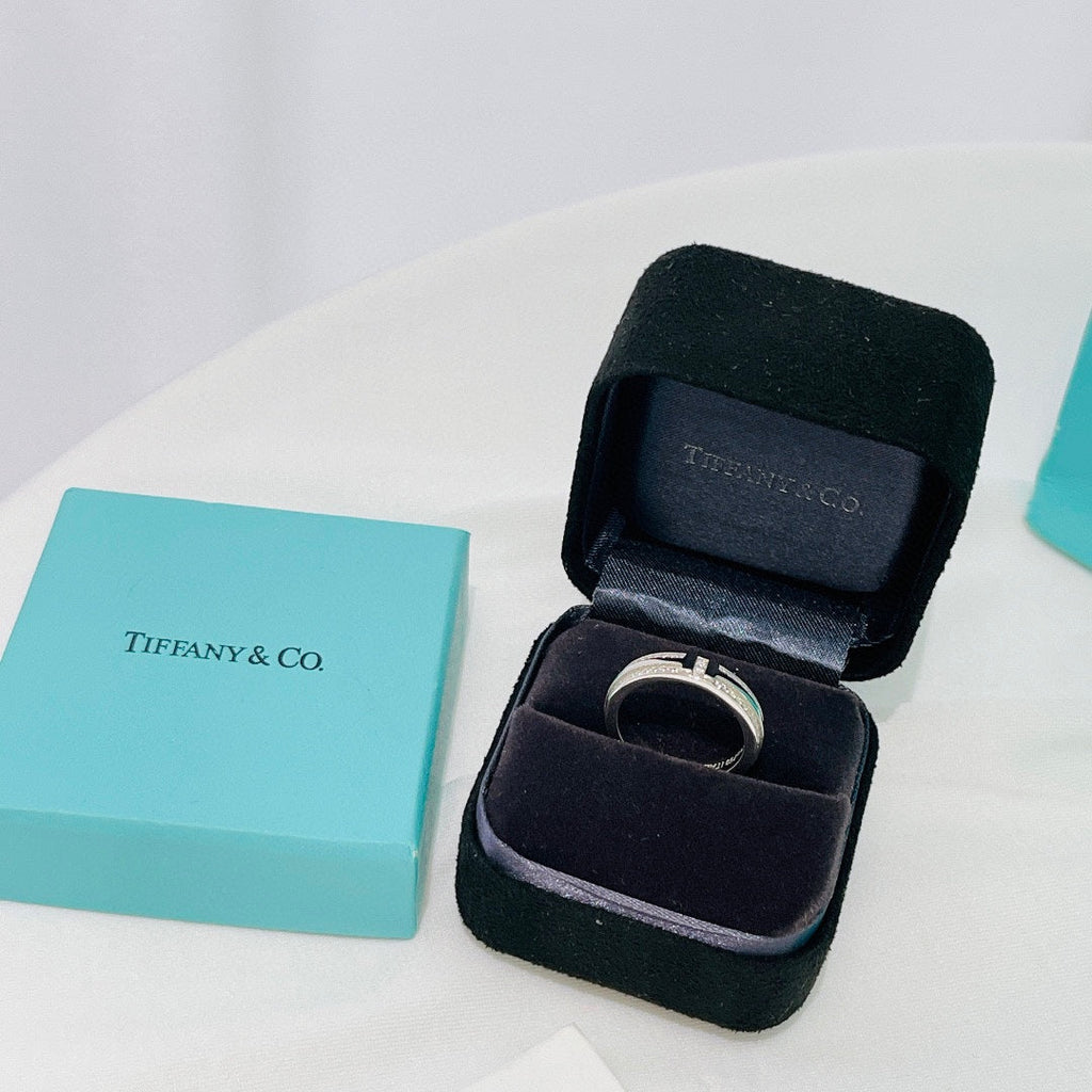 Tiffany Narrow Pave Moissanite Ring - 18K White Gold