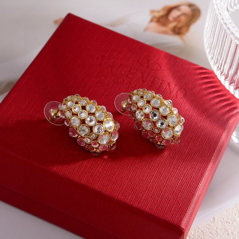 Valentino Crystal Earrings - 18K Yellow Gold