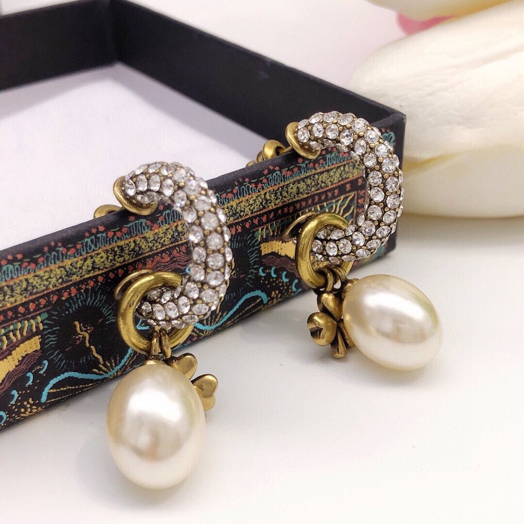 Dior March Grass Pearl Crystal Earrings