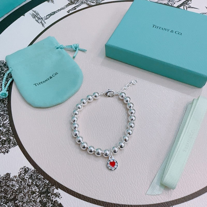 Return to Tiffany Red Heart Bead Bracelet - 18K White Gold