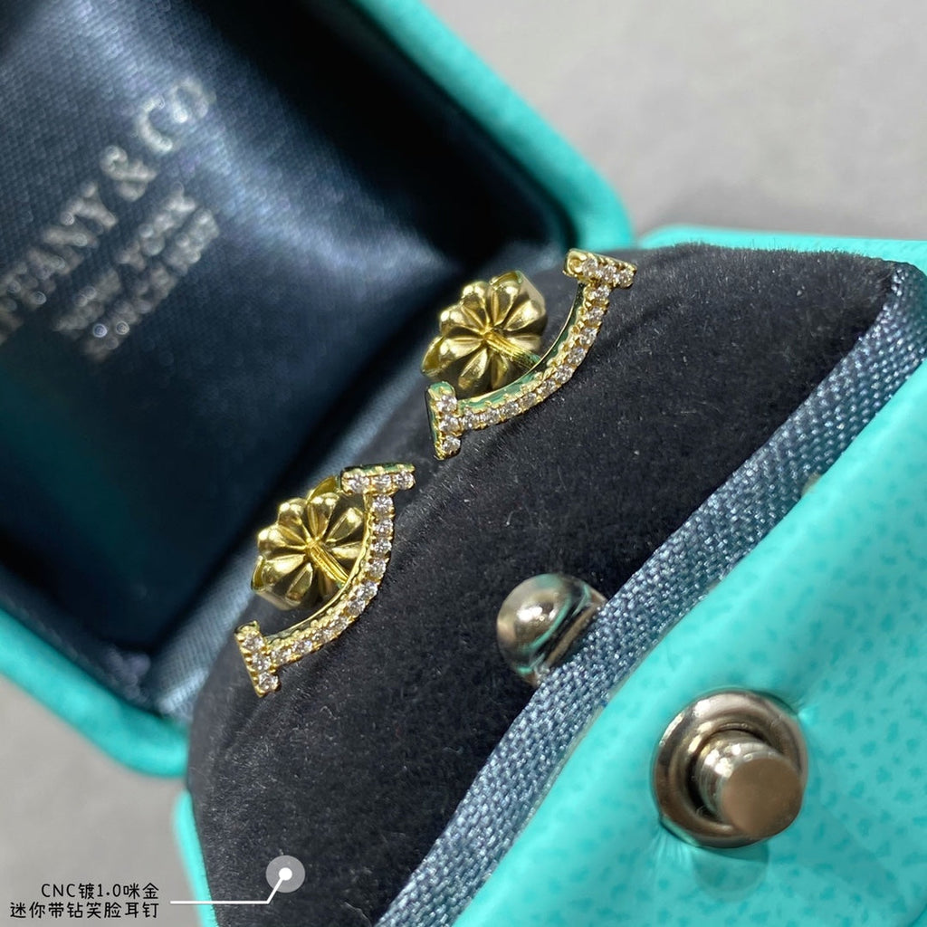 Tiffany Smile Moissanite Earrings - 18K Yellow Gold
