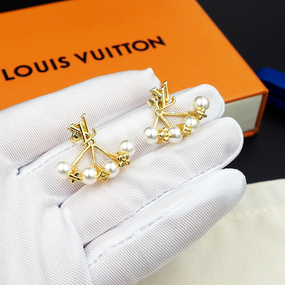 Louis Vuitton Monogram Pearl Earrings - 18K Yellow Gold