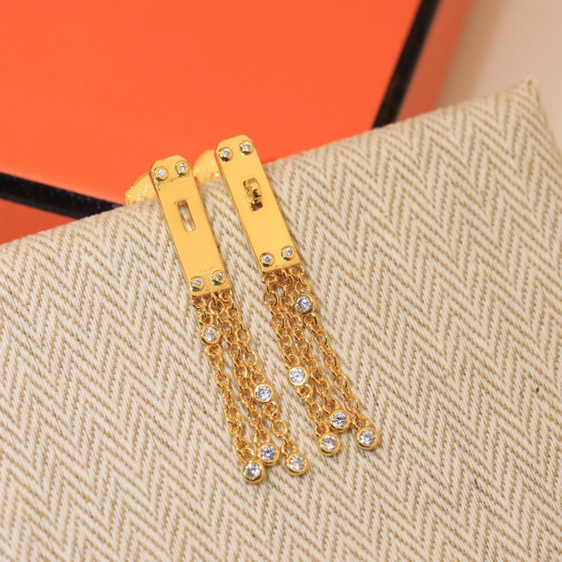 Hermes Diamond Kelly Gavroche Earrings
