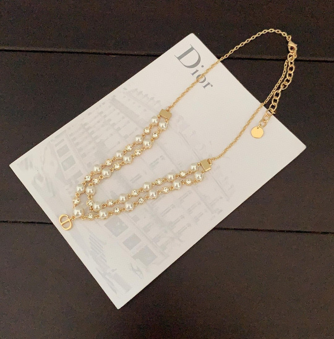 Dior Long Pearl Chain Necklace