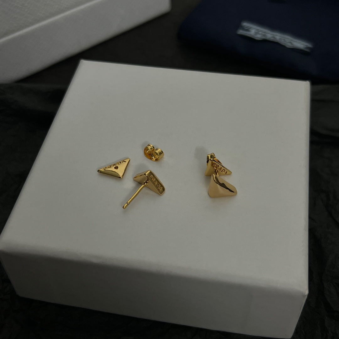 Prada Triangle Earrings - 18K Gold