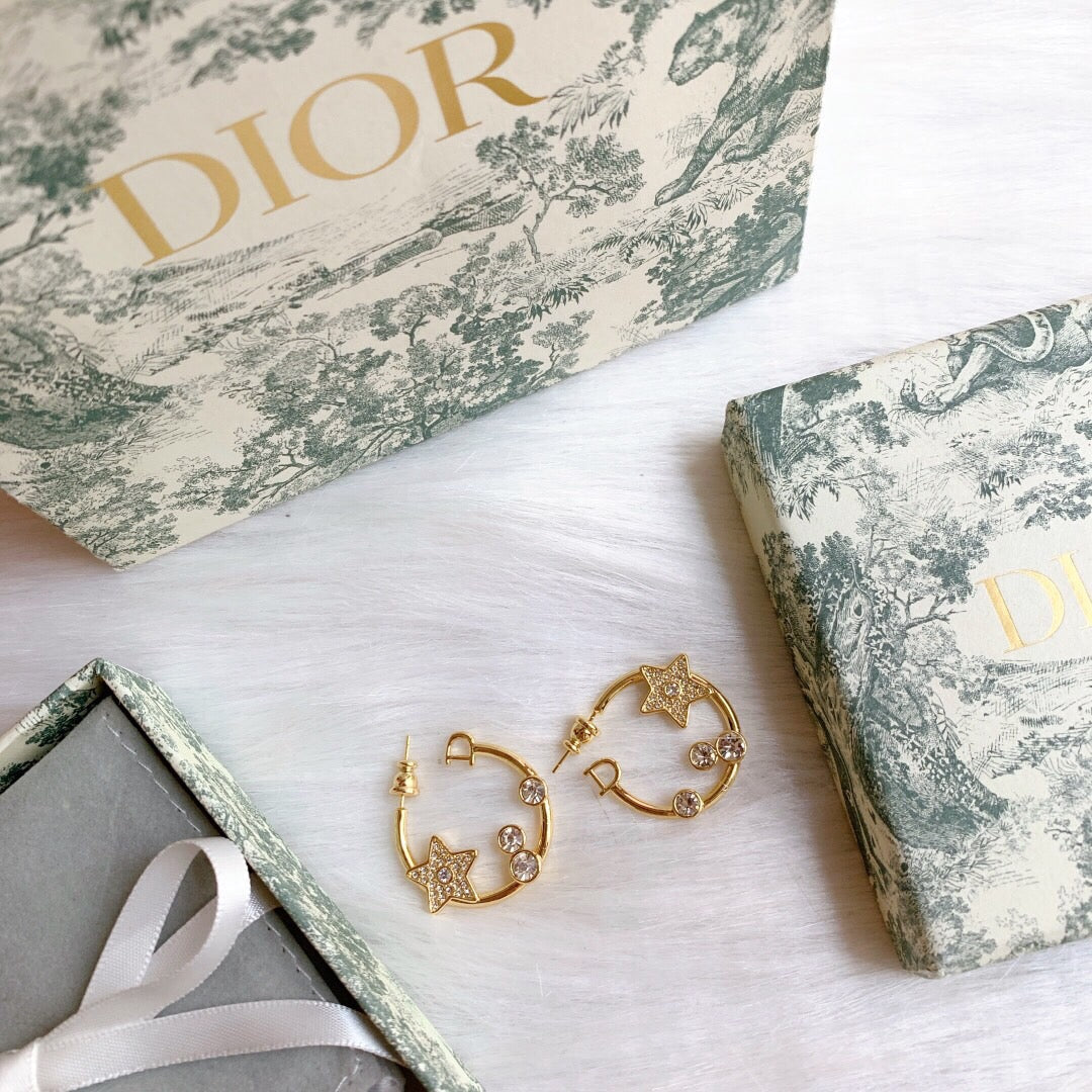 Dior Star Pink Crystal Earrings