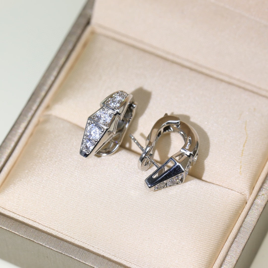 Bvlgari Serpenti Moissanite Earrings - 18K White Gold