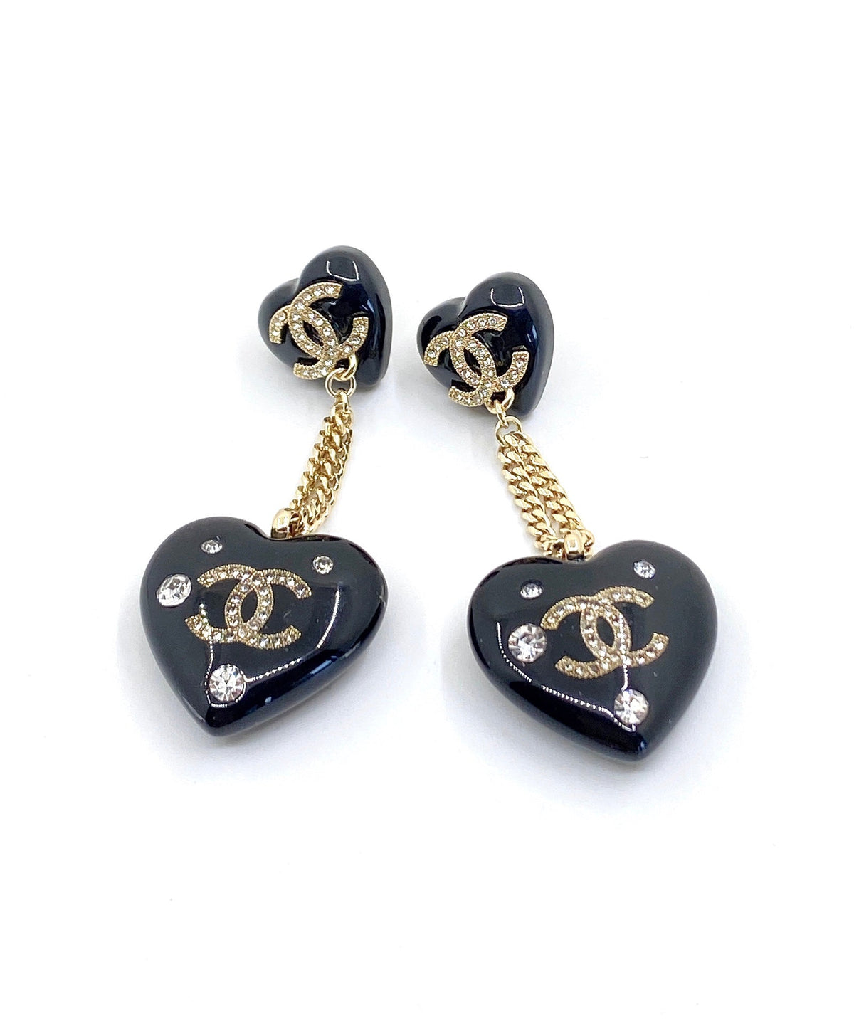 Chanel Heart Pendant Earrings - 18K Yellow Gold