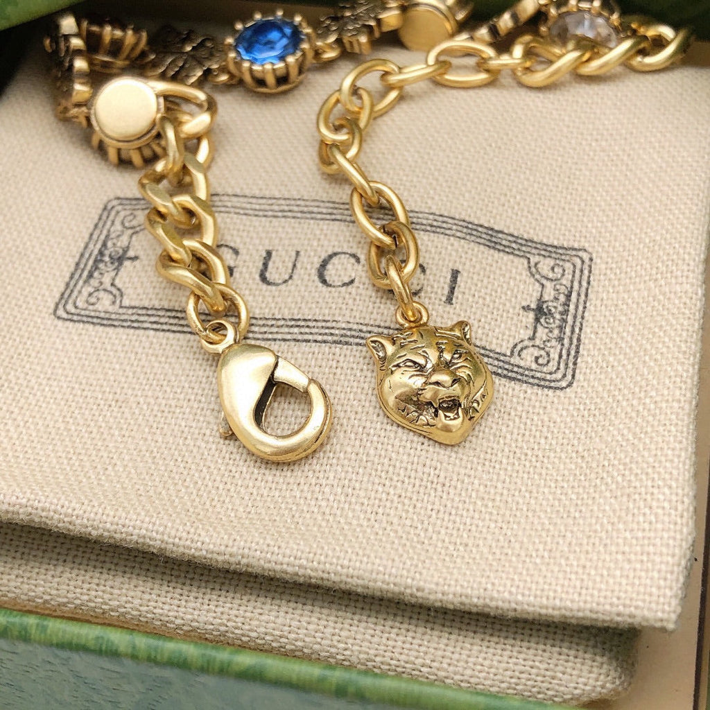 Gucci Double G Interlocking G Crystal Bracelet