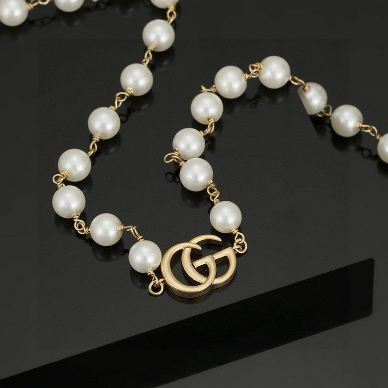 Gucci Double G Pearl Necklace