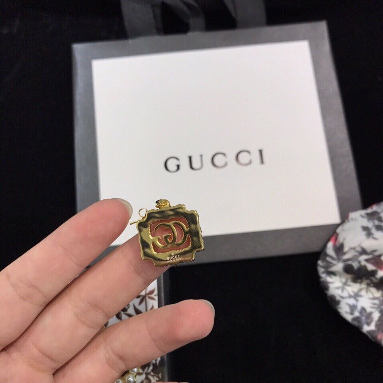 Gucci Double G Square Pearl Earrings - 18K Yellow Gold