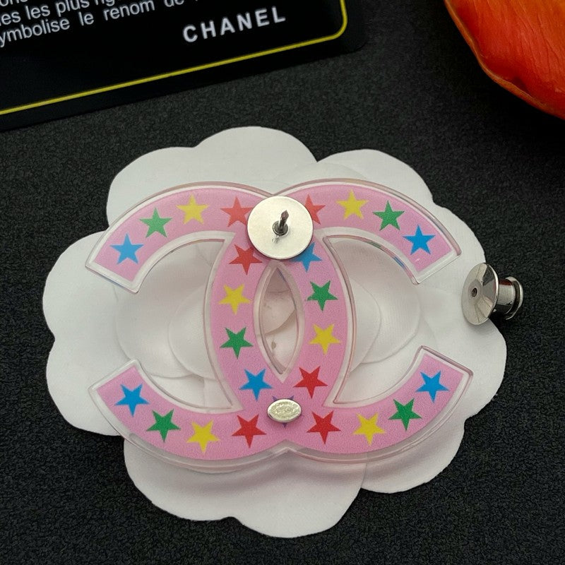 Chanel Pink & Black Star Brooch