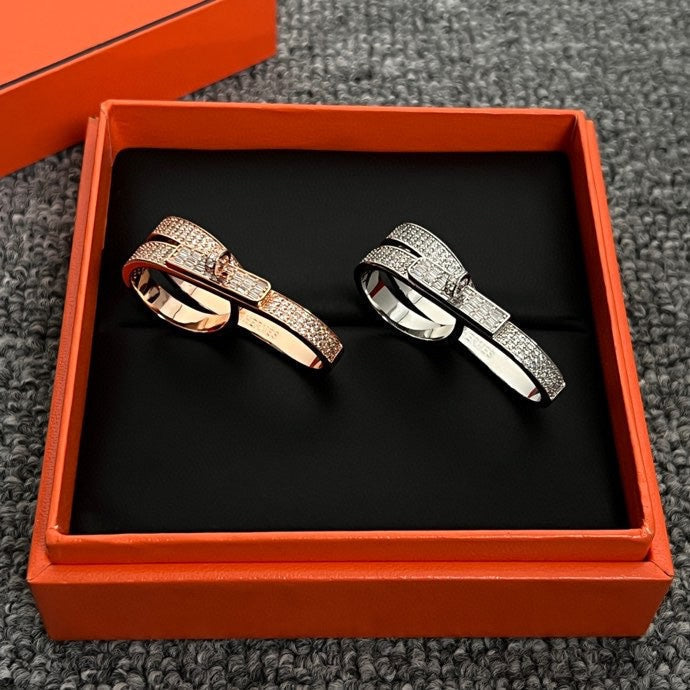 Hermes Kelly Gavroche Double Ring - 18K White Gold