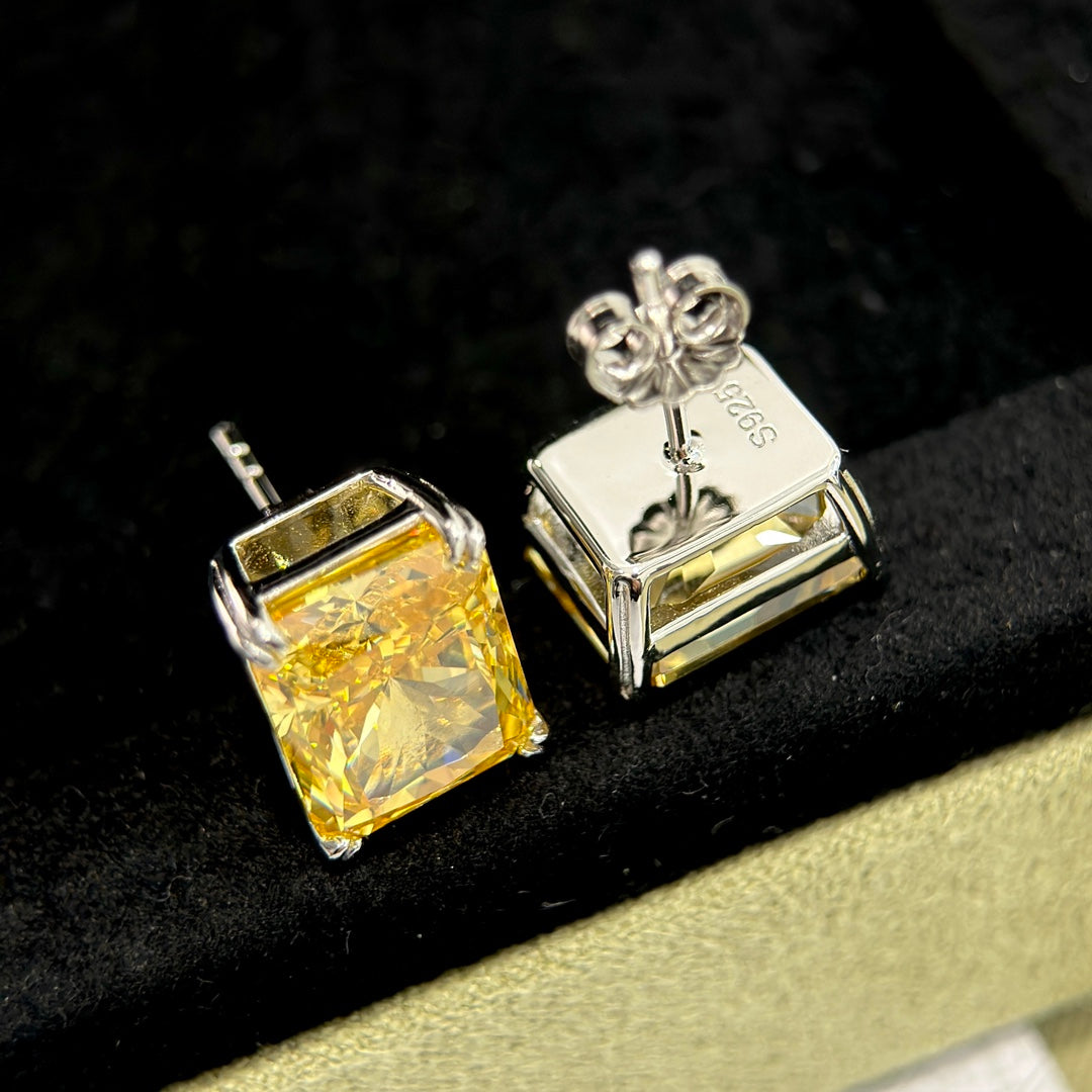 Tiffany Yellow Crystal Earrings - 18K White Gold