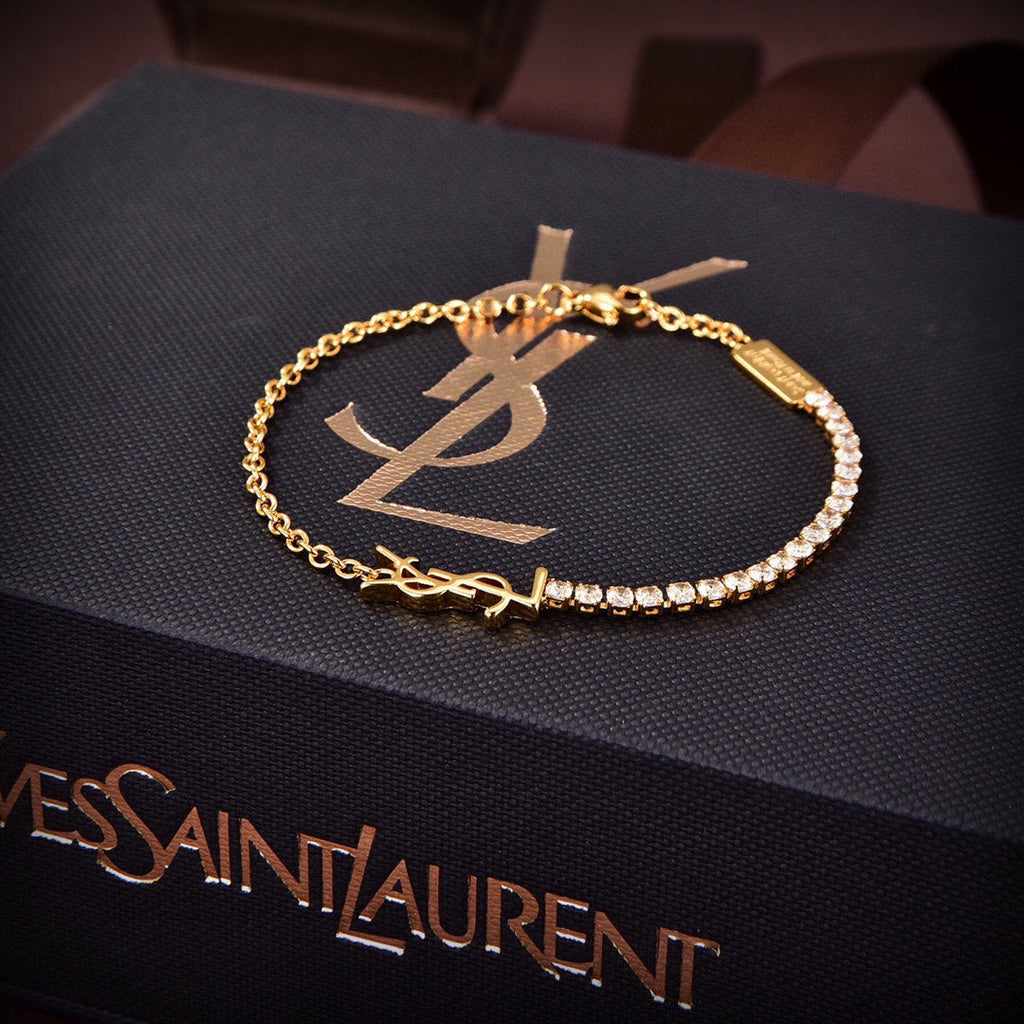 YSL Crystals Chain Bracelet