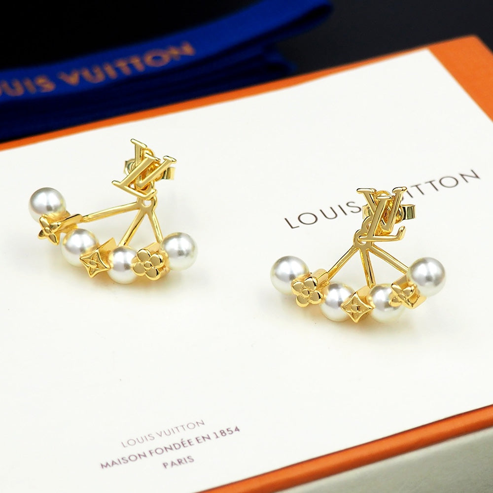 Louis Vuitton Monogram Pearl Earrings - 18K Yellow Gold