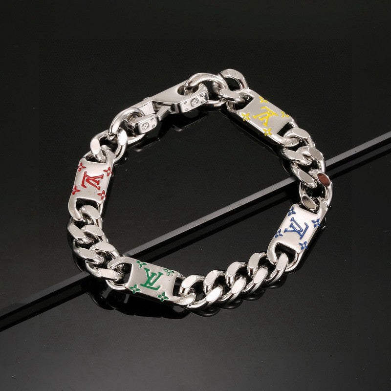 Louis Vuitton Monogram Color Logo Chain Bracelet