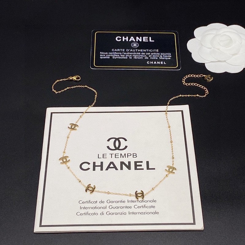 Chanel Small Logo Gold Necklace