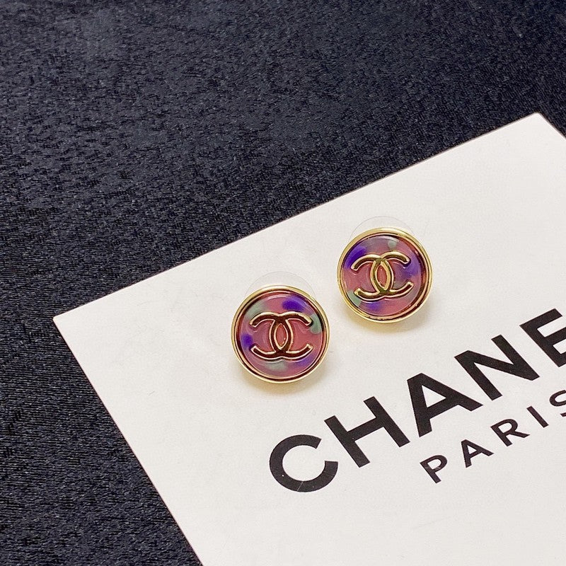 Chanel Colorful Round Earrings - 18K Yellow Gold