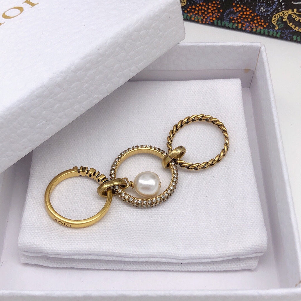 Dior Pearl & Crystal J'Adior Ring - 18K Yellow Gold