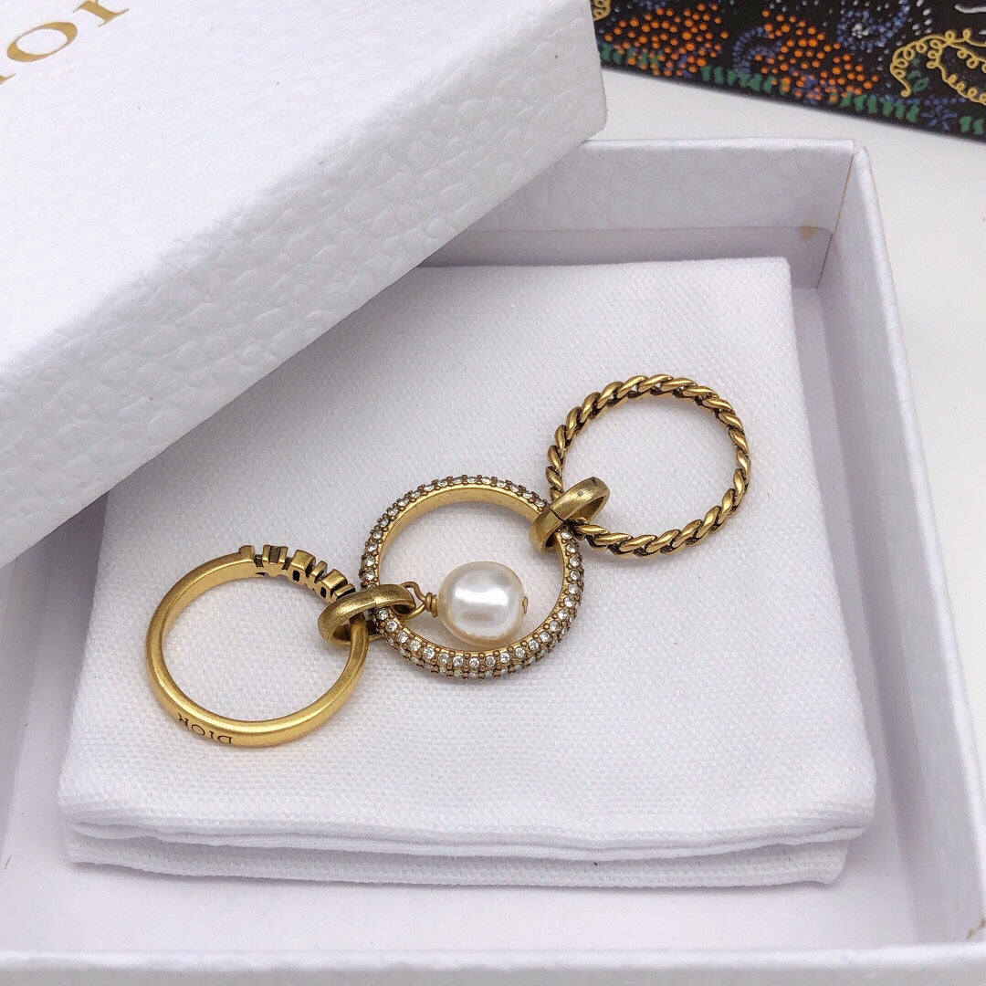 Dior Pearl & Crystal J'Adior Ring - 18K Yellow Gold
