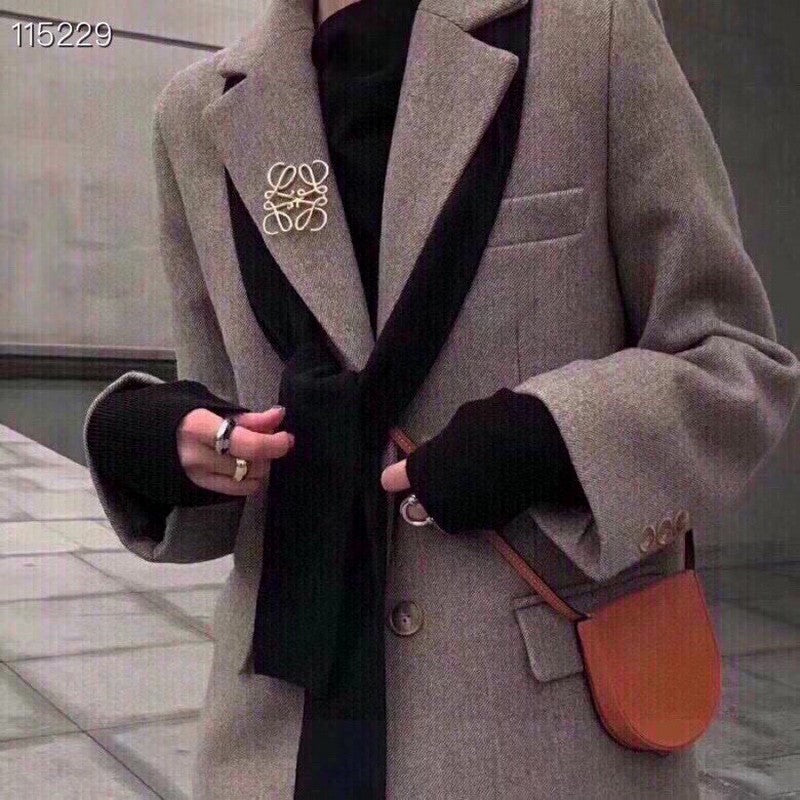 LOEWE Anagram Gold Brooch