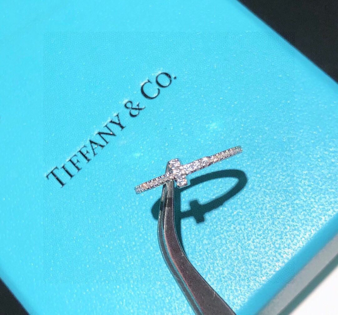 Tiffany Moissanite Wire Ring - 18K White Gold