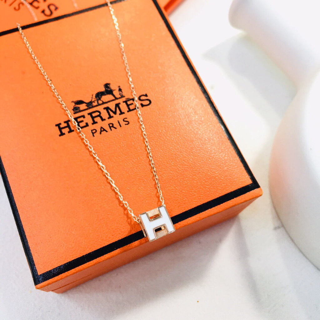 Hermes Cage D'H White Necklace