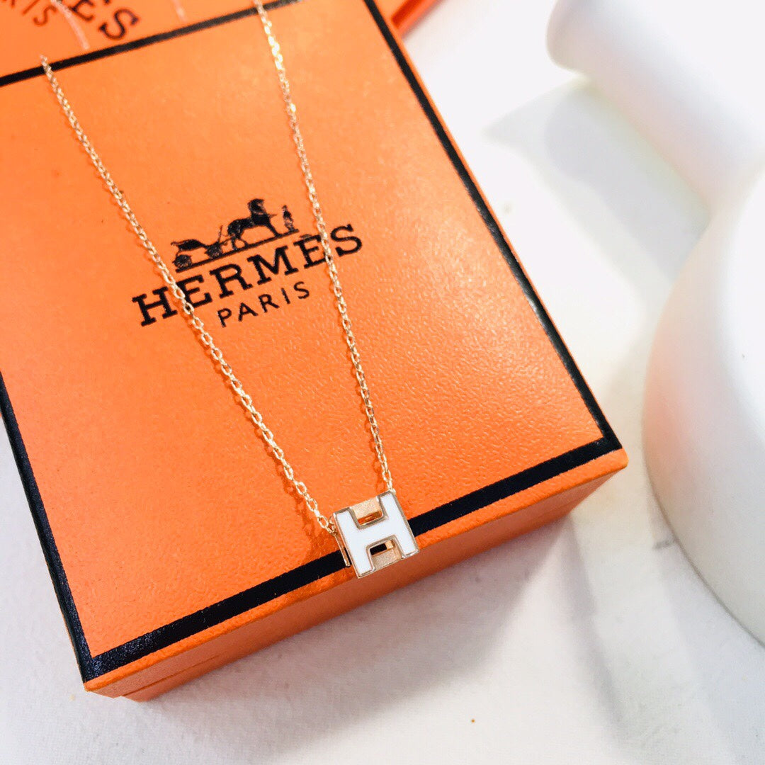 Hermes Cage D'H White Necklace