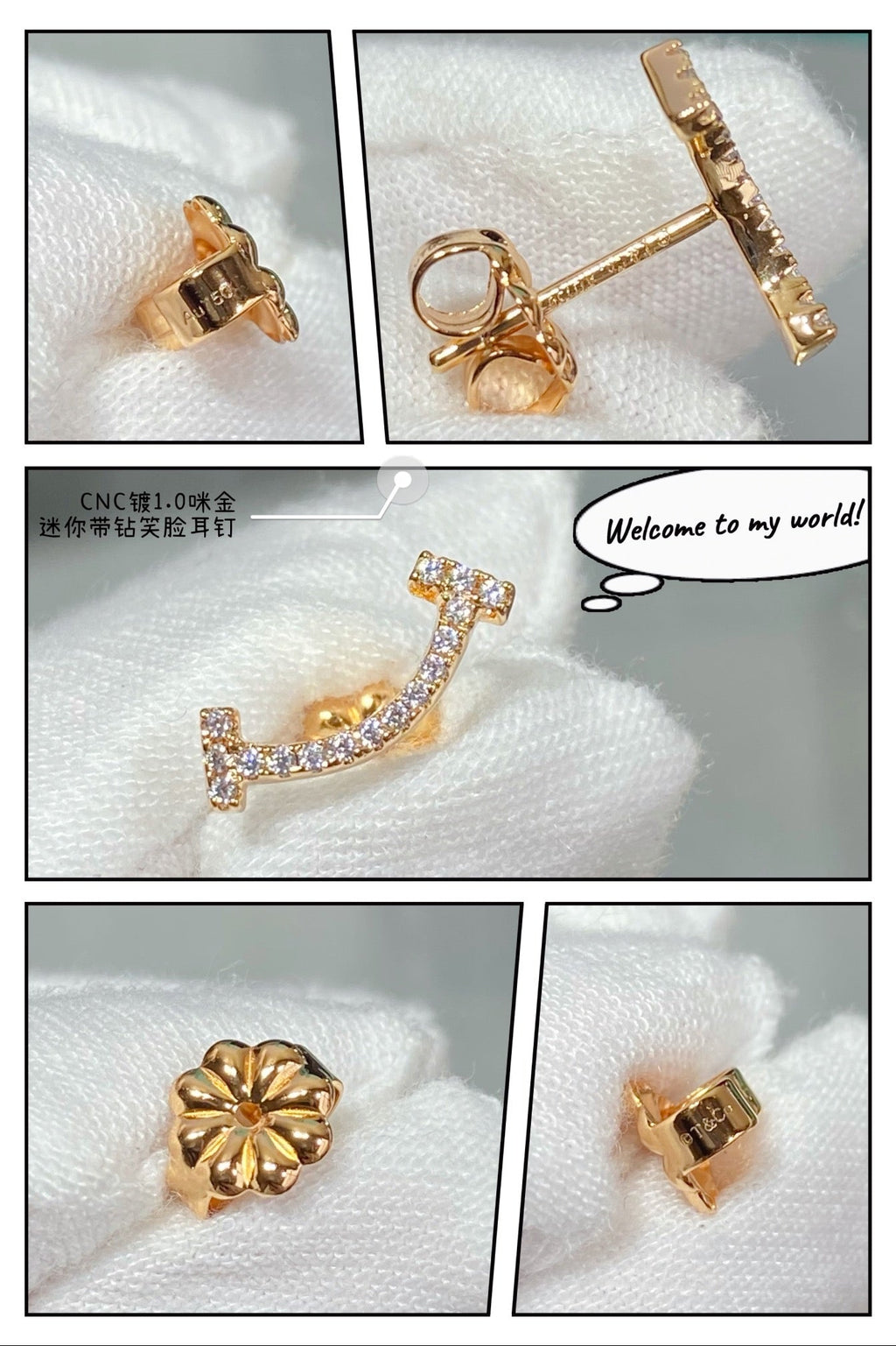 Tiffany Smile Moissanite Earrings - 18K Gold