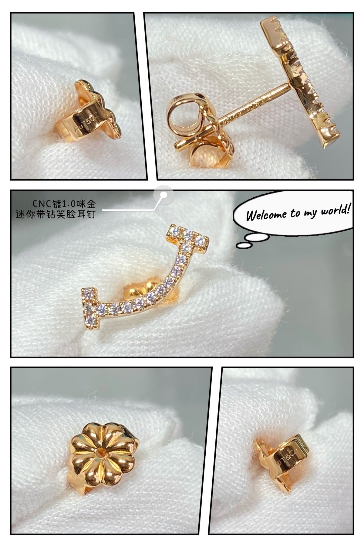 Tiffany Smile Moissanite Earrings - 18K Gold