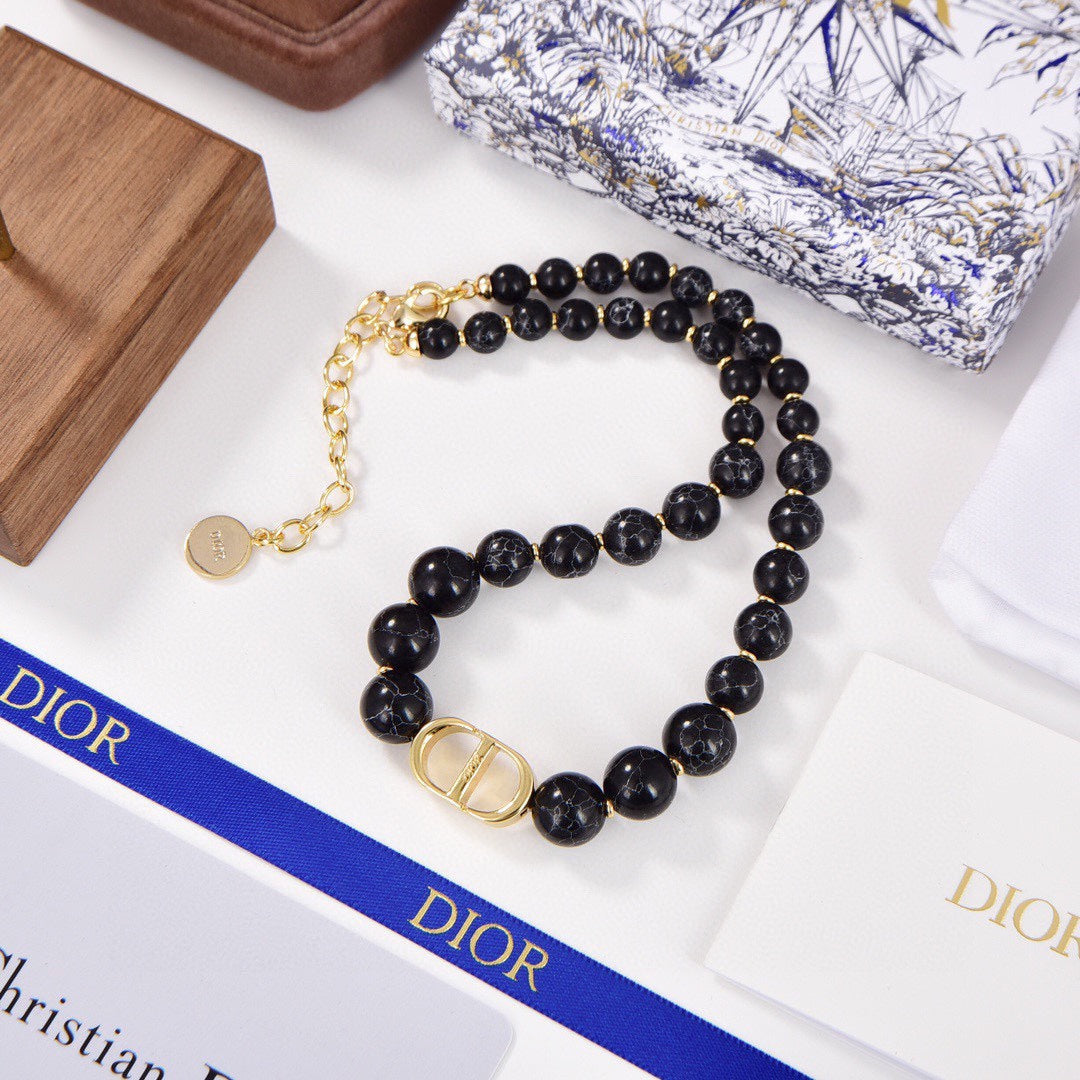 Dior 30 Montaigne Choker Black Pearl Necklace