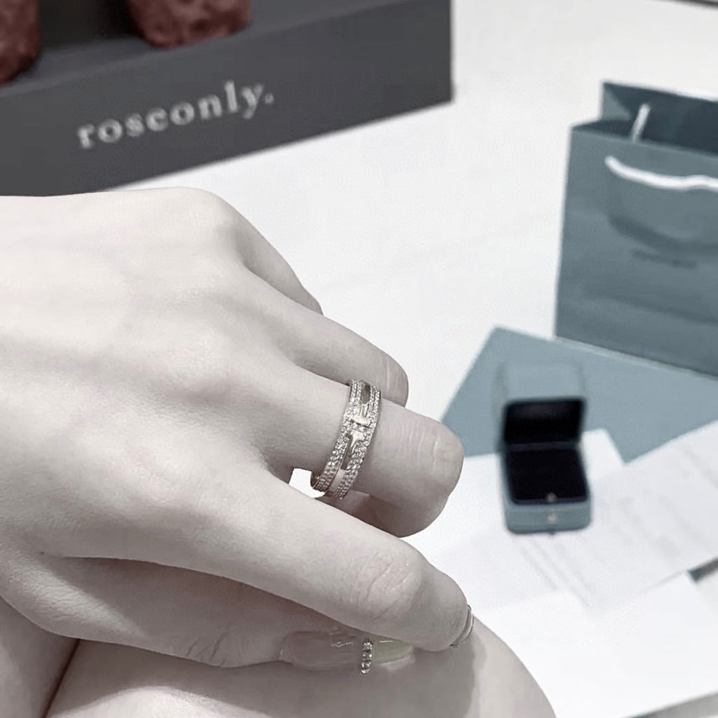 Tiffany Narrow Pave Moissanite Ring - 18K White Gold