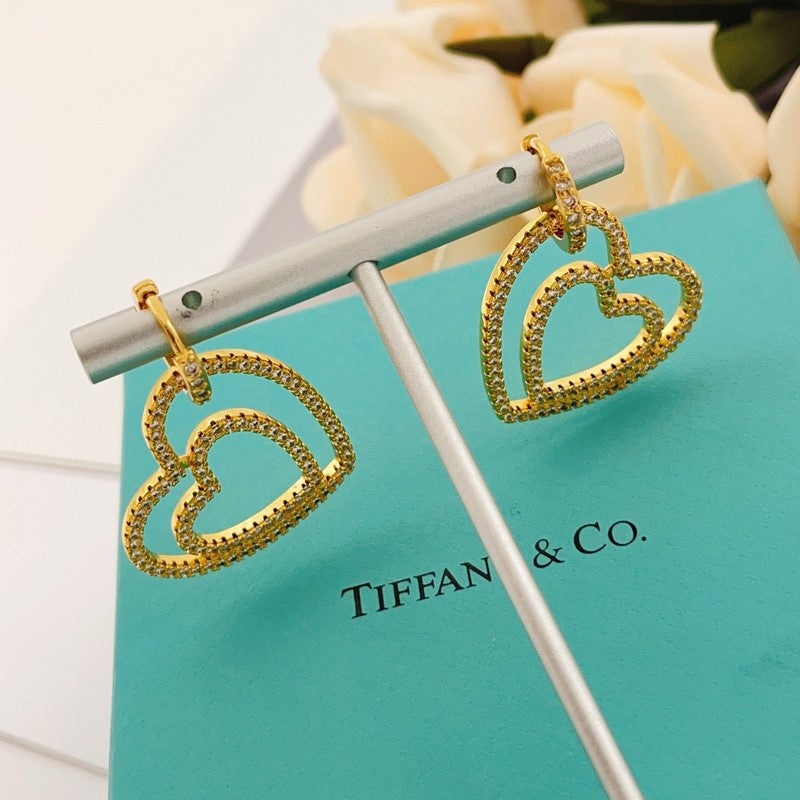 Tiffany Heart Diamond Earrings - 18K Gold