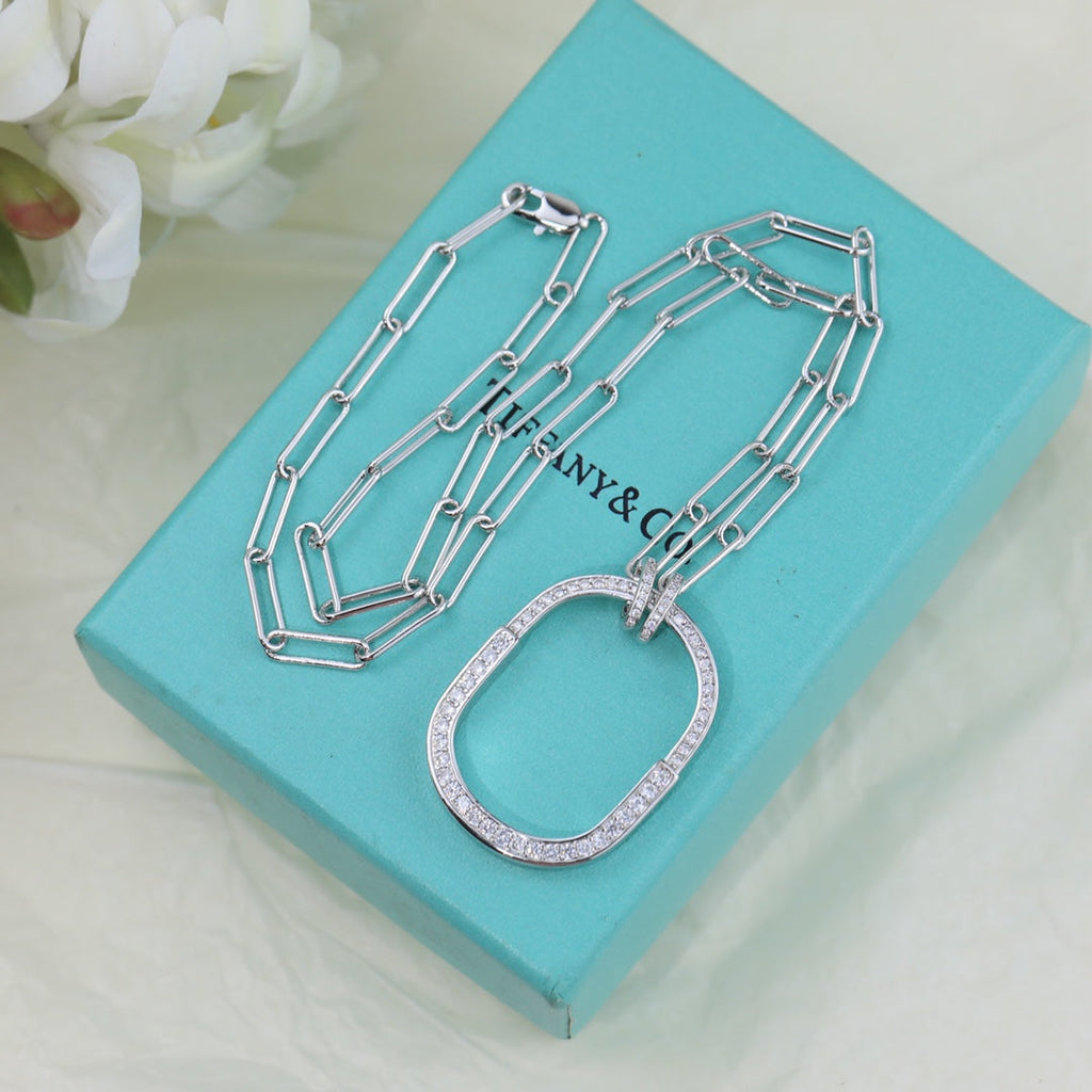Tiffany Lock Pendant Pave Moissanite Necklace