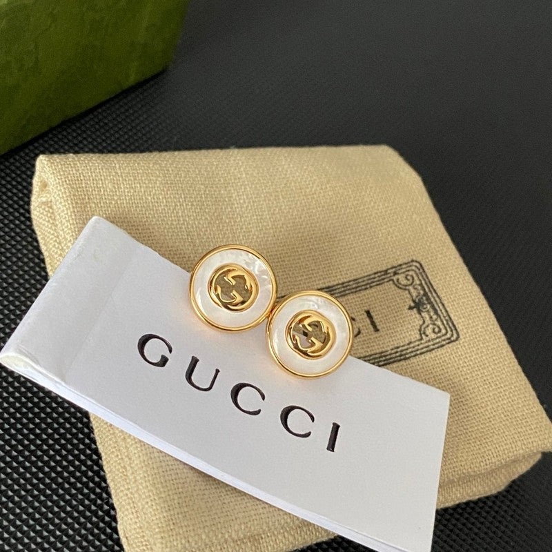Gucci Double G Gold Pearl Earrings - 18K Yellow Gold