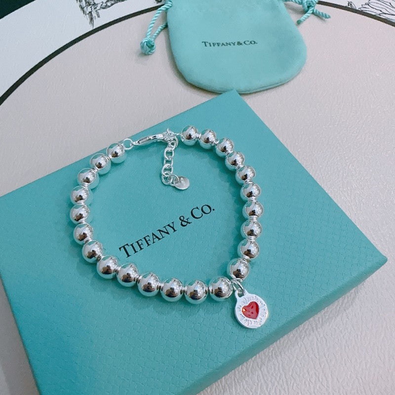 Return to Tiffany Red Heart Bead Bracelet - 18K White Gold