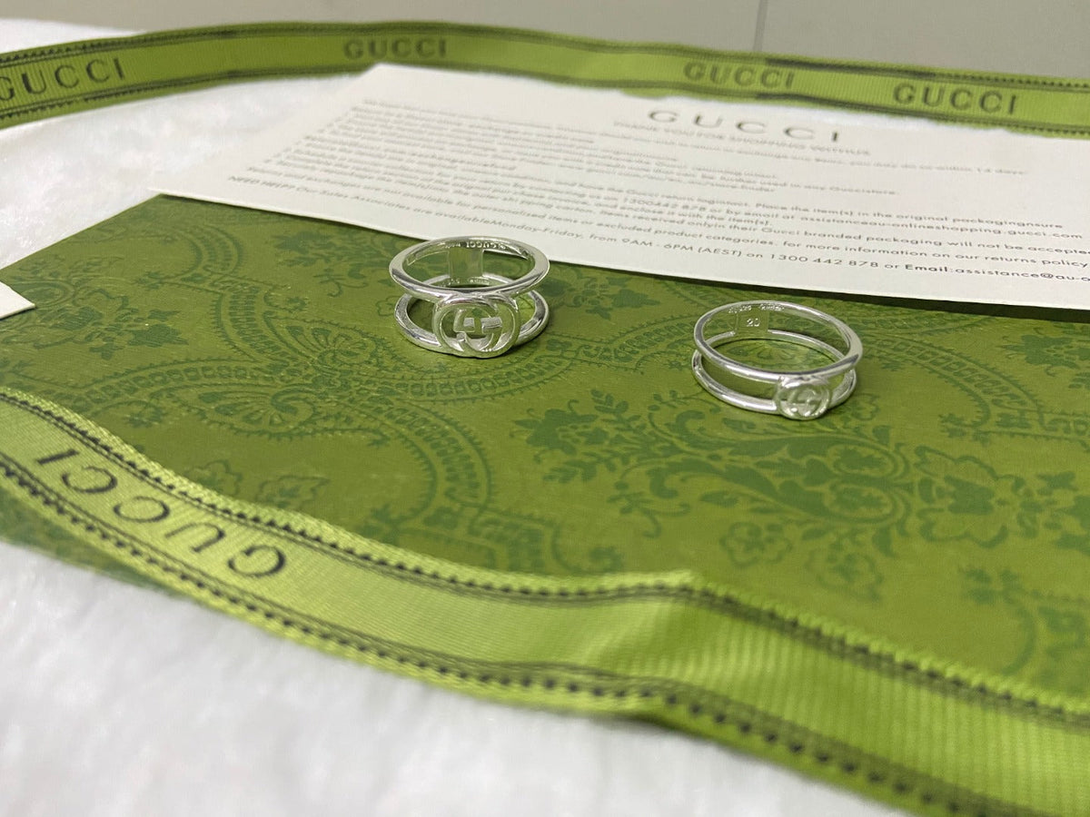 Gucci Double G Interlocking G Thin Open Ring